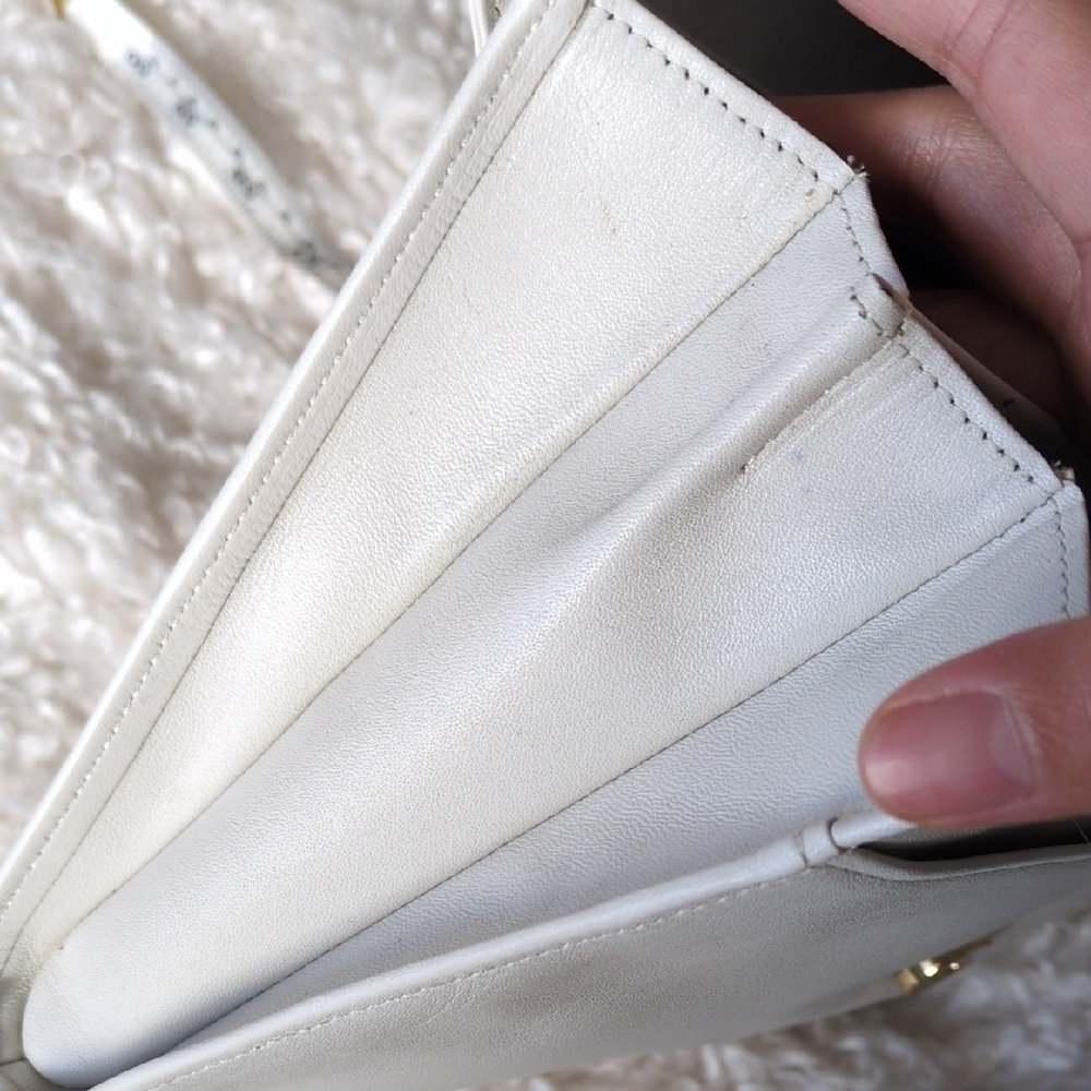Emanuel Ungaro White Leather Clutch with Gold Accent - Picture 9 of 11